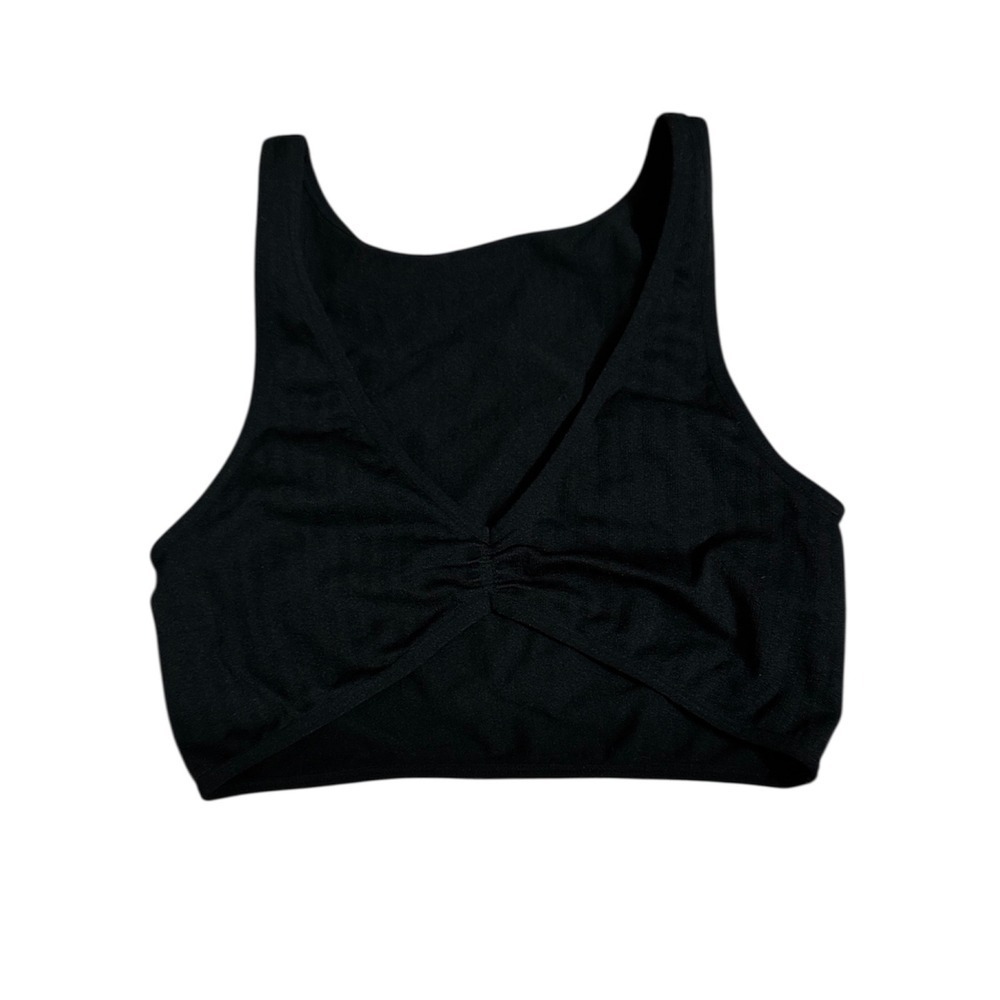 Colsie Black Ribbed V-Neck Lounge Bralette Crop Top XS